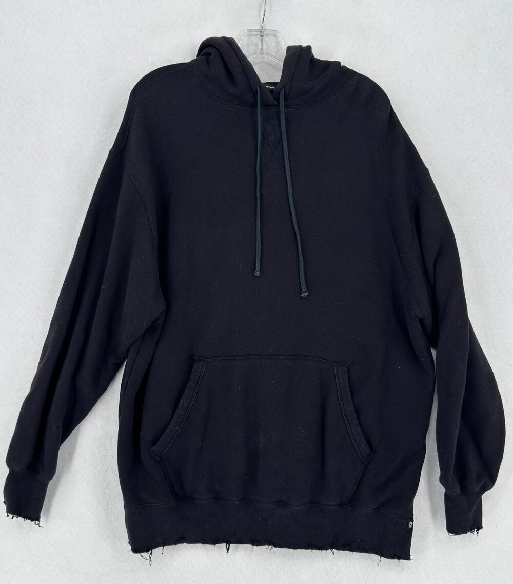 R13 Mens Black Cotton Oversized Vintage Drawstring Hoodie Sweatshirt Sz XS